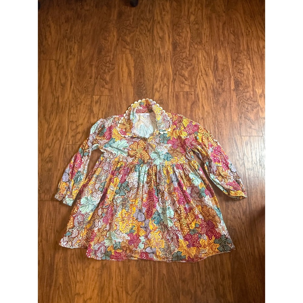 Kika Vargas x Target Floral Babydoll Dress Scalloped Collar Multicolor Large